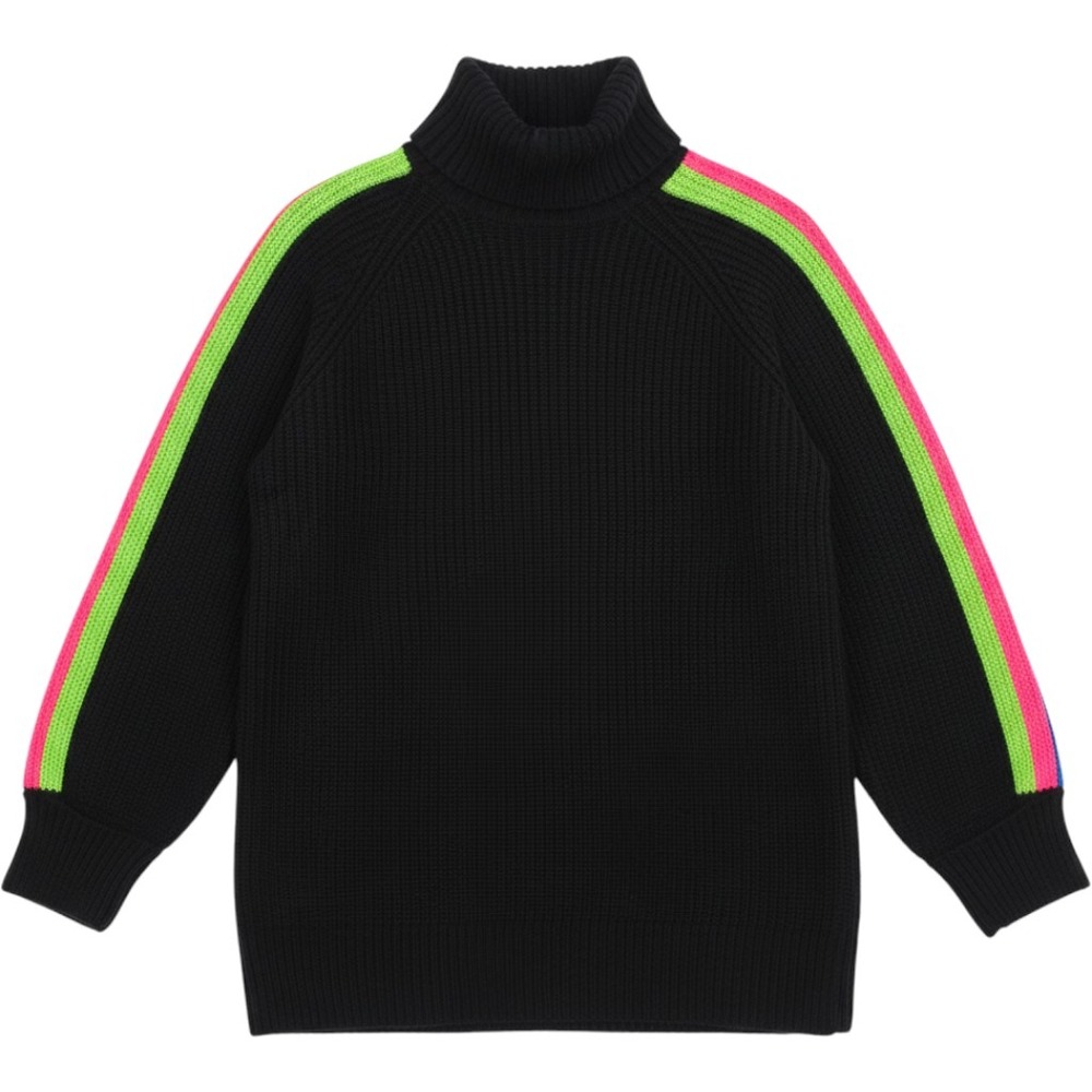 Future Collective Kahlana Barfield Brown Black Neon Stripe Turtleneck Sweater XS